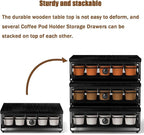 Sedegn Coffee Pod Holder Counter Coffee Vertuo Capsules Storage Organizer with Sliding Drawer Compatible For 35 K-Cup Pods No Assembly Needed Black