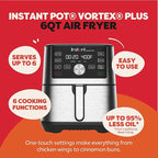 Instant Pot 6QT VORTEX Plus Air Fryer, 6-in-1, Air Fry, Broil, Dehydrate, Crisp, Roast, Reheat, Bake, Dishwasher-Safe Airfryer basket, from the Makers of Instant Pot, Stainless Steel