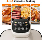 AIRMSEN 6.3 QT Glass Air Fryer Non-Toxic, 4 Presets & Manual Control, 105–400℉ Precise Heat, 95% Less Oil, Auto-Pause & Resume, Microwave & Dishwasher Safe Glass Container for Family Meals