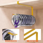 2 Pack Tumbler Lid Organizer, Horizontal Tumbler Lid Storage Hook to Hold Up 20 Lids, Space Saving Cup Lid Holders Under Cabinet Tumbler Lid Hook for Kitchen Organizer, Paper Towel Rack Hanger (Gold)