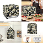Vintage White Rose Print Meat Slicer Cover with Organizer Pocket, Dust-proof Slicer Machine for Home Food Slicer, Fit for Elite for Standard Meat Slicer, 16x13x13 Inch (Only Cover)