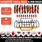 Roasting Rack for Turkey, Non-Stick Safe Coating Heavy-duty Turkey Rack for Roasting Pan, 2-in-1 Rib Rack for Smoker Grill, Roasting Rack Insert for Smokers, Oven Cooking