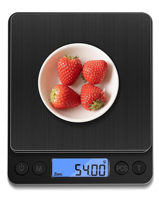 NEXT-SHINE Gram Scale 500g x 0.01g Precision, Mini Pocket Size Scales with 2 Plastic Trays LCD Display, Weighing Coffee Espresso Small Food