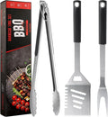 Griddle Accessories Kit - Grilling Accessories, Stainless Steel Heavy Duty Grill Tools Set with Spatula, Fork, Tongs and Gift-Box for Outdoor Barbecue, Home Grill (3PCS)