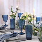 abrwyy Blue Drinking Highball Beverage Glass Cup, Vintage Drinking Glasses, Colored Glassware Set for Party Wedding, Home, Office, Water, Juice, Cocktail, Highball Glasses Set of 4