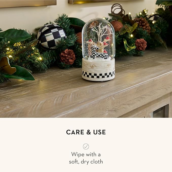 MACKENZIE CHILDS Snow Globe, Christmas Decor for Living Room, Farmhouse Deer