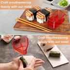 3PCS Clear Red Onigiri Rice Ball Mold Maker Kit, Musubi Press, Triangle Sushi Press for Kid Lunch Bento, Non-stick, BPA-Free