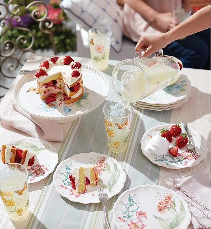 Lenox 866239 Butterfly Meadow Acrylic 4-Piece Highball Set, 20 oz, Acrylic NOT GLASS (Pack of 3)