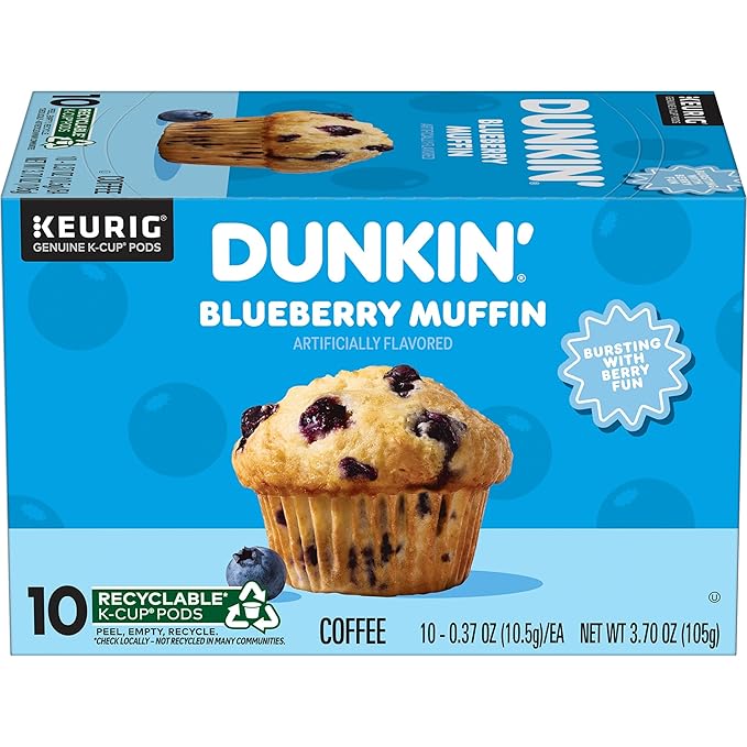 Dunkin' Blueberry Muffin Flavored Coffee, 10 Keurig K-Cup Pods
