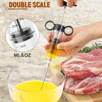 Kingsmile Turkey Injector, Meat Injector Syringe - 3 Marinade for BBQ Grill, 1OZ /30ML Injector Syringe, Handle MeatInjector for Smoking, Flavor Injector for Meat with Oil Brush & Cleaning Brush Black