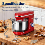 VIVOHOME Stand Mixer, 660W 10 Speed 6 Quart Tilt-Head Kitchen Electric Food Mixer with Beater, Dough Hook, Wire Whip and Egg Separator, Red