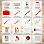 Sourdough Starter Kit with Glass Starter Jar & Banneton Bread Proofing Basket, Complete Sourdough Bread Baking Supplies and Tools for Home Bakers, Gift Sourdough Kit for Baking Lovers