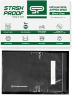 Stash Proof Resealable Zipper Vacuum Seal Bags 8" x 12" (100 Count) 5.5 Mil (Black and Clear) - BPA Free Commerical Grade Food Saver for Storage, Sous Vide, and Meal Prep Sealer Bag