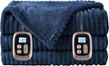 Electric Heated Blanket Queen Size - 84"x90", Soft Flannel Heating Blanket, 10 Heating Levels, 1-12 H Auto Shut Off, Dual Controllers, Breathable Warm and Washable for Bed, Navy Blue