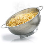 Stainless Steel Strainer Bowl With Handles - 5Qt Rice Washer Strainer Bowl for Grains, Beans, Spaghetti, Veggies, Fruits - Dishwasher Safe & Rust-Resistant Metal Strainers for Kitchen With Fine Holes