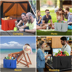 BALEINE 2Pk Insulated Reusable Grocery Bags, Collapsible Cooler Bag for Groceries, Heavy Duty Large Insulated Bag (16''x9''x13'', Island Breeze)