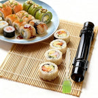 Sushi Making Kit – Clear Sushi Bazooka Roller & Bamboo Sushi Rolling Mat, Easy DIY Sushi Maker Tool Set for Beginners, Homemade Sushi Rolls for Kitchen & Party (Clear Black)