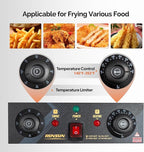 ROVSUN 24.9QT Electric Deep Fryer w/Frying Baskets Timer Drains & Lids, Dual Tank Kitchen Countertop Commercial Frying Machine, Adjustable Temperature, for French Fries Donuts Onion Rings, 3400W 110V