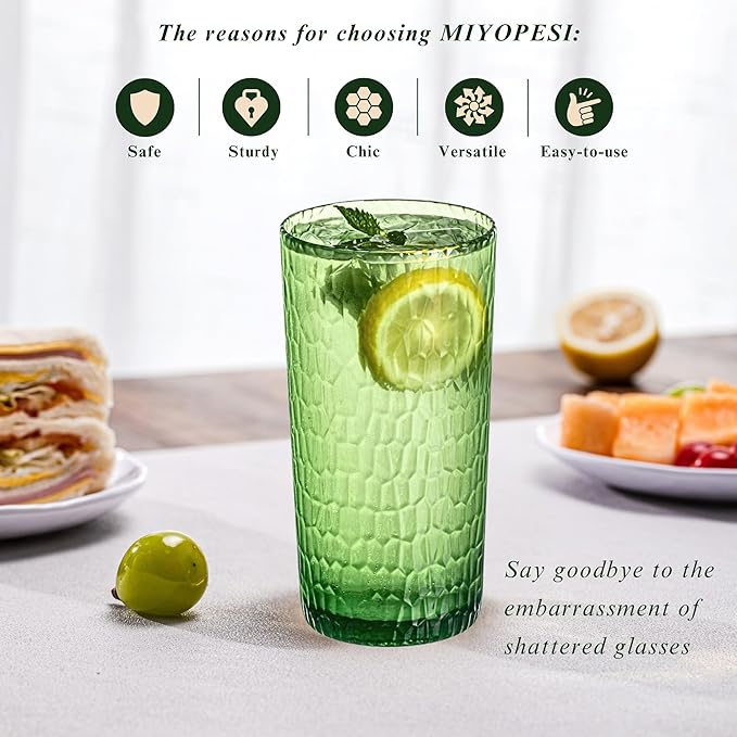 15oz and 22oz Colorful Acrylic Glasses Drinkware (Set of 8), Honeycomb Stackable Shatter-Proof Plastic Tumblers, Reusable Plastic Drinking Glasses, BPA-Free, Dishwasher-Safe
