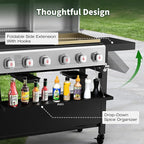 Brand-Man Griddle Grill Combo 6-Burner, 2 in 1 Versatile Propane Gas Grill and Griddle with Double Stainless Steel Lids, BBQ Combo for Outdoor Kitchen & Backyard Barbecue Cooking