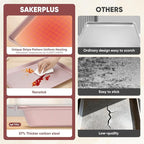 Sakerplus Nonstick Baking Sheet Pan Set of 3, Heavy Duty Cookie Sheets for Oven with Stripe Texture Pattern, 0.6mm Thick Quarter/Half/Jelly Roll Pans, Rust-Resistant & Easy Clean (Pink)