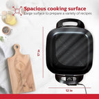 Holstein Housewares 12-Inch Electric Skillet - 1400W Electric Pan with Adjustable Temperature Control, PFOA-Free Non-Stick Coating, Cool-Touch Handles, Multi-Function Cooker, Black