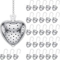 Sumind 50 Pcs Stainless Steel Tea Strainer Ball Infuser Loose Leaf Steeper Interval Diffuser Heart Shape Mesh Filters with Extended Chain Hook for tea party Seasonings Cup Bottle(Silver)