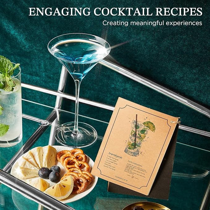 KITESSENSU Cocktail Shaker Set Bartender Kit with Stand | Complete 24-Piece Bar Set Cocktail Kit with All Bar Accessories: Martini Shaker, Jigger, Muddler | Drink Mixer Set for Home Bar Cocktails