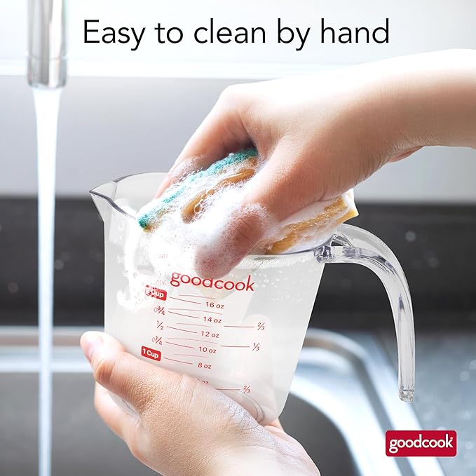 GoodCook Everyday 2-Cup Measuring Cup Liquid Measuring with Ounces and Milliliters Markings Tapered Pour Spout Easy-to-Read Lines Comfortable Handle for Precise Measuring, Clear