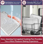 P&P CHEF 9 x 7 x 1 Inch Mini Toaster Oven Pan, Stainless Steel Small Baking Pan Oven Tray for Cooking & Roasting, Corrugated Bottom, Healthy & Sturdy, Dishwasher Safe - 2Pcs