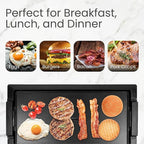 Electric Smokeless Indoor Griddle, Flat Top Grill, 1800W Fast Heat Up BBQ Grill, Large Nonstick Cooking Plate, 5 Levels Adjustable Temperature, Detachable & Dishwasher Safe, Cool-touch Handles, Black