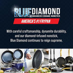 Blue Diamond Hybrid Nonstick Stainless Steel 16 Piece Cookware Set, Tri-Ply PFAS-Free Ceramic Diamond Bond Pots & Pans, Dishwasher & Oven Safe to 850F, Induction Ready, Metal Utensil Safe, Silver