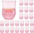 24 Pack Plastic Stemless Wine Glasses,12oz Unbreakable Vintage Elegant Drinking Glass Set,Reusable Fancy Cocktail Cups for Party, Wedding, and Bulk Events (24, 12oz-Pink)