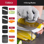 Fullstar Mandoline Slicer for Kitchen, Fruit Cutter, Cheese Grater, Cucumber Slicer, Veggie Spiralizer, Food Cutter & Kitchen Gadgets & Gifts with Safety Glove (9 in 1, White)