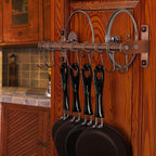 Dseap Kitchen Untentil Rail with 8 Hooks,Hanging Rack for Pots and Pans, Plants, Double Bars, Wall Mounted, Antique Copper, Pack of 2