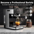 Espresso Machine with Grinder, 20 Bar Professional Expresso Coffee Machines with Milk Frother Steam Wand, Espresso Maker with 60oz Removable Water Tank, Cappuccino & Latte Machine for Home (Black-Pro)