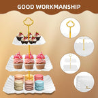 10 Pack Dessert Table Display Set - 4 x Three-Tier Square Cupcake Stands and 6 x Serving Trays, Elegant Tableware for Cakes, Cupcakes, Pastries, and Snacks, Perfect for Parties (White)