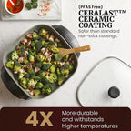 Elite Gourmet 12" x 12" x 3" Ceralast™ PFAS Free Ceramic Electric Skillet, Dishwasher Safe, Xtra Deep Dish, Rapid Heat 1200W, Black