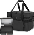 LUXJA Indoor Grill Carrying Bag with Bottom Pad Compatible with Ninja Sizzle GR101 Smokeless Grill, Double Layer Electric Grill Bag with Plates Section (Bag Only), Black