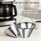 Coffee Filter Compatible with Cuisinart, Stainless Steel Coffee Filter Replacement for Cuisinart DCC 1200P1 3200NAS 3400NAS Coffee Machines - Coffee Maker Parts Reusable Coffee Filters # 4