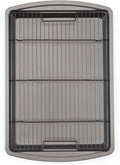 GoodCook 15” x 10.5” Nonstick Carbon Steel Baking Pan & Raised Wire Rack – Pizza Crisper,Crispy Bacon,Multipurpose Cooking Sheet Pan,Cooling Rack,Kitchen Cookware Set,Dishwasher Safe,(Pack of 12)