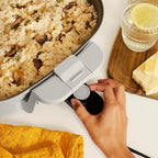 bella Make & Take XL Electric Skillet, Fits-anywhere™ kitchenware, EverGood™ Ceramic Coating, Adjustable Temperature & Dishwasher-Safe Tempered Glass Lid, Cast Aluminum Base, 1200 Watt, Oatmilk