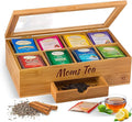 Personalized Tea Box with Custom Engraving - Bamboo Tea Bag Organizer with 8 Compartments, Acrylic Lid - Unique Mother’s Day Gifts for Mom, Grandma, Wife - Gift Idea for Tea Lovers (Tea Not Included)