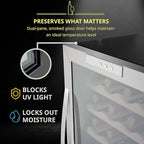 SCHMÉCKÉ 34 Bottle Compressor Wine Cooler Refrigerator w/Lock - Large Freestanding Wine Cellar For Red, White, Champagne or Sparkling Wine - 41f-64f Digital Temperature Control Fridge Stainless Steel