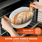 PLAPITATE Silicone Bread Sling Dutch Oven Liner, Non-Stick & Easy Clean Reusable Oval Silicone Bread Sling Baking Mat, Easy to Transfer Sourdough Bread - 2 Orange Set