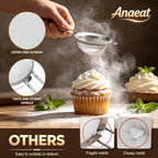 Anaeat Fine Mesh Strainers - Premium Stainless Steel Colander Sieve Sifters, with Durable Mesh and Sturdy Handle, Excellent for Sifting Dry ingredients, Flour, Pastas, Rice, Tea (4.73"）