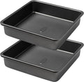Tiawudi Square Cake Pan, Nonstick Baking Pan for Bread or Brownie, 9x9 Inch Bakeware with Diamond Texture Pattern, Set of 2