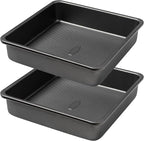 Tiawudi Square Cake Pan, Nonstick Baking Pan for Bread or Brownie, 9x9 Inch Bakeware with Diamond Texture Pattern, Set of 2