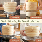 HAPPi STUDIO Stainless Steel Bamboo Steamer Ring - Fits 8 10 11 12 Inch Bamboo Dumpling Basket - Dim Sum Steamer Ring Adapter for Wok, Pot, Rice Cooker