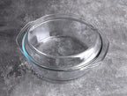 Round Tempered Glass Casserole Dish with Lid, Glass Casserole Baking Dish for Oven, Freezer and Dishwasher Safe - 3QT